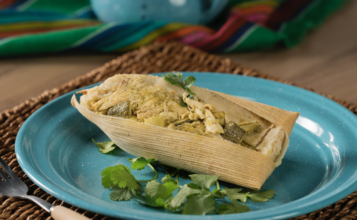 TAMALES VERDES DE POLO Y CALABAZA