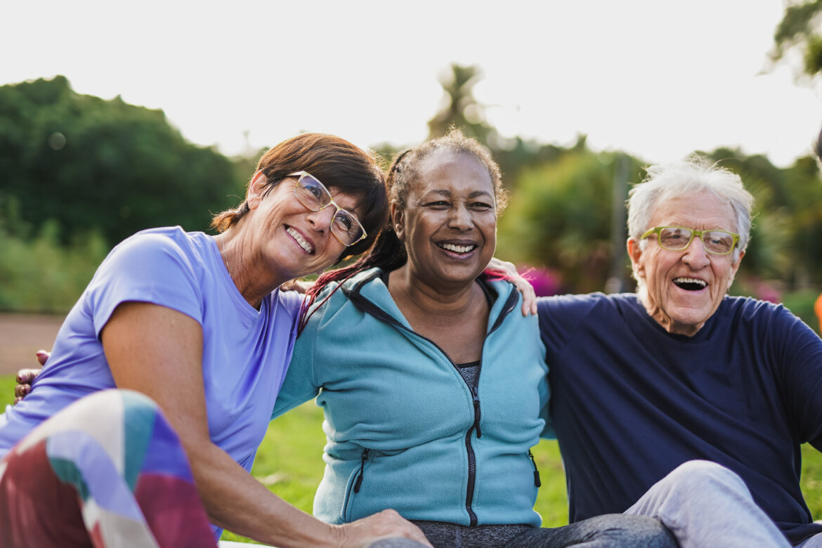 Happy,Elderly,People,Having,Fun,Hugging,Each,Other,Outdoor,After