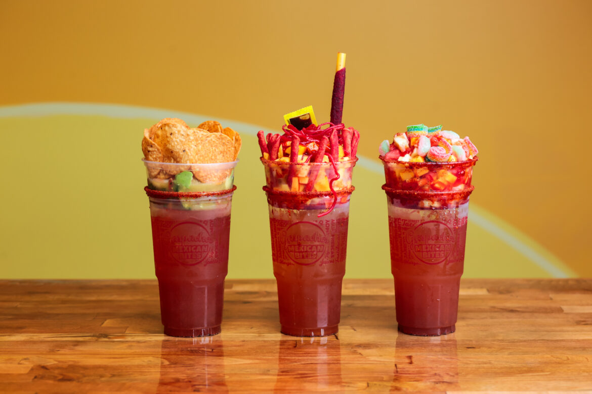 Ceviche, Fruit, and Candy Micheladas Preparada at Gaspachos. Photo by Marco Torres.