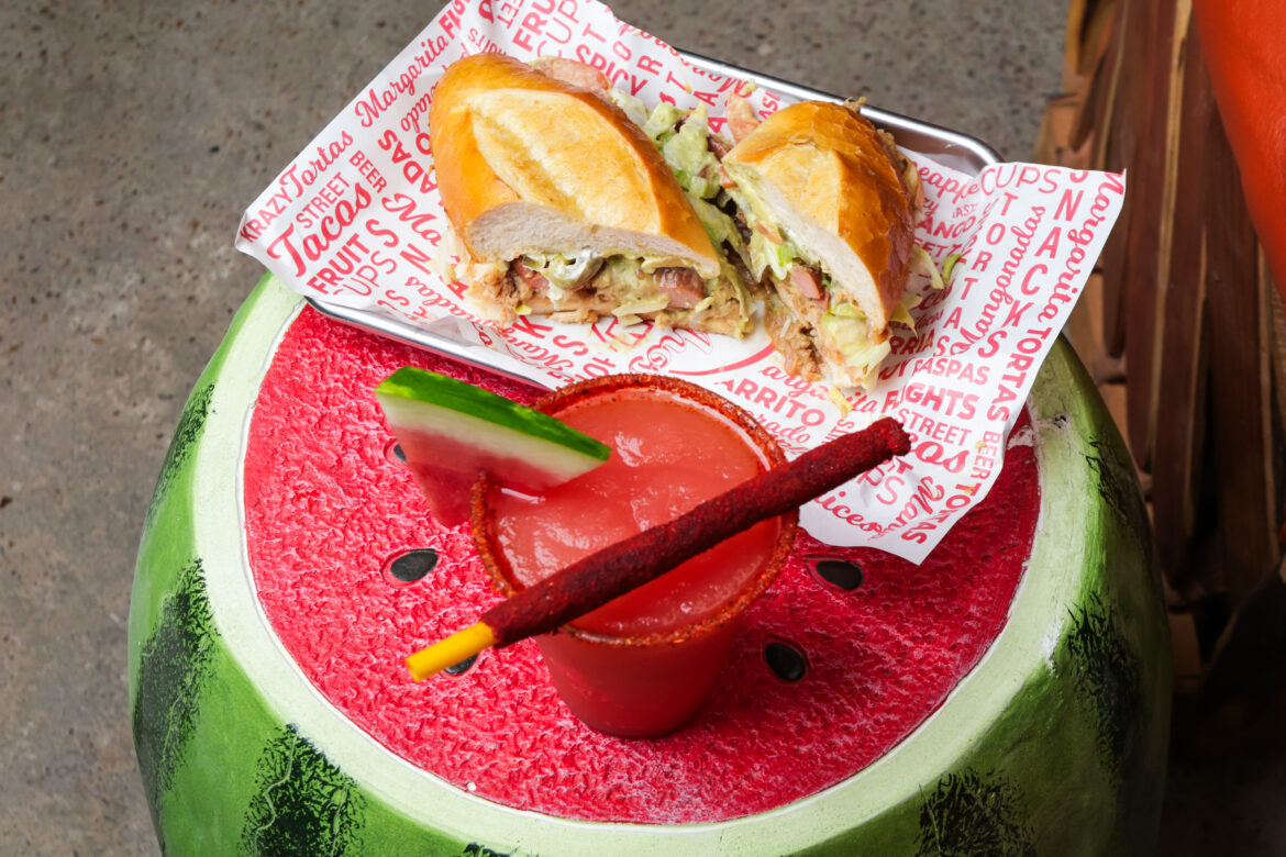 Watermelon Margarita and Torta at Gaspachos. Photo by Marco Torres.